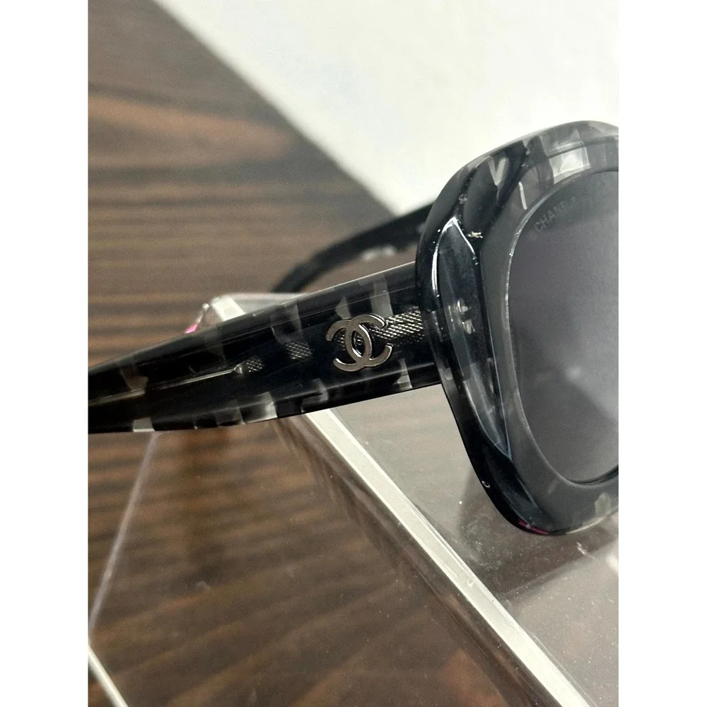 Chanel 5323 1492/S6 Women's Black Marble Sunglasses Oversized Butterfly Full Rim